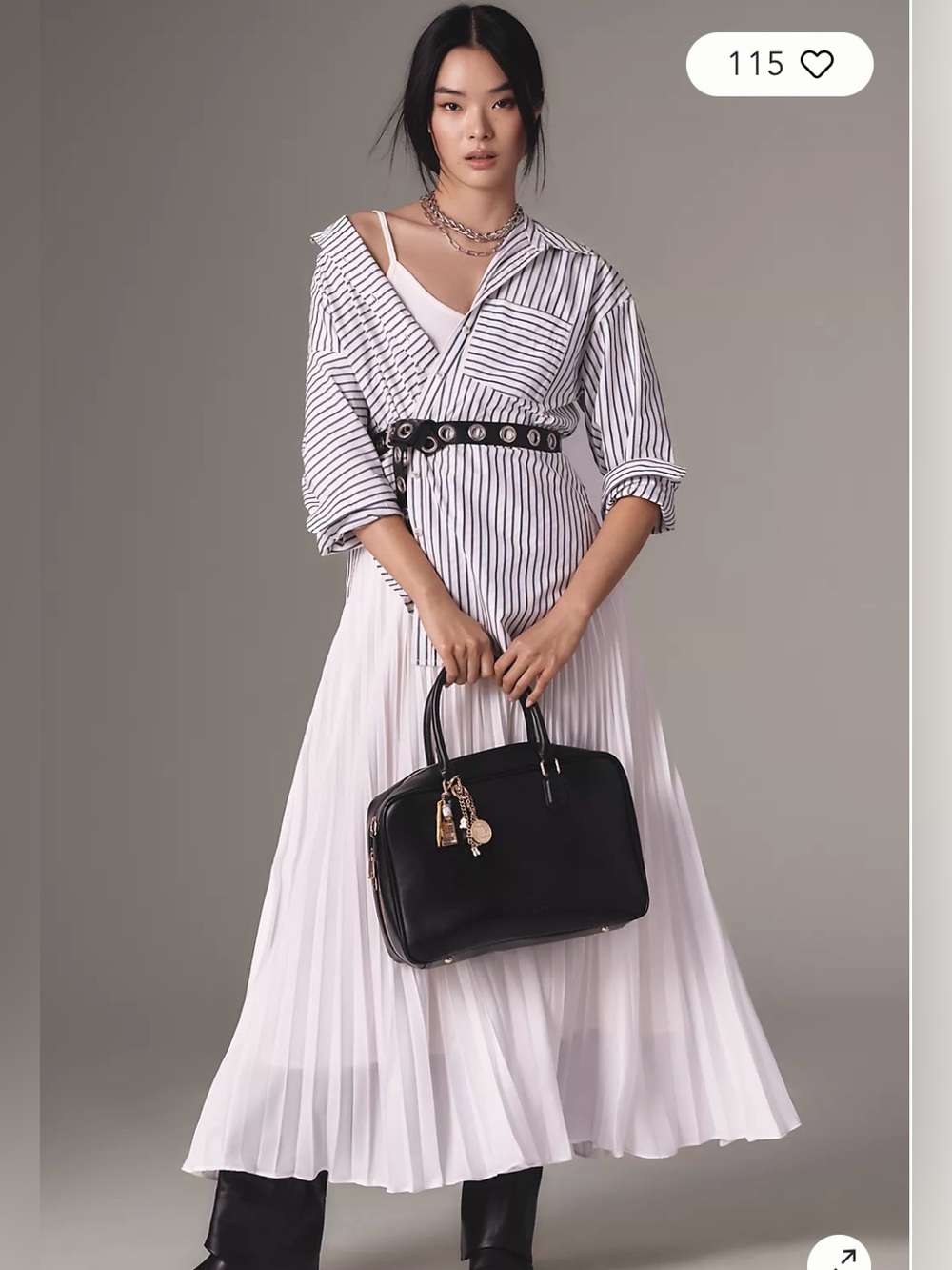 Anthropologie Twofer Striped Shirt With Pleat Maxi Dress (2-pc set)